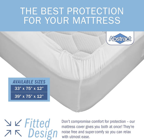 Waterproof Mattress Cover, 33 x 75 x 12” for Toddler, Trundle, Bunk Bed, Heavy Duty Vinyl