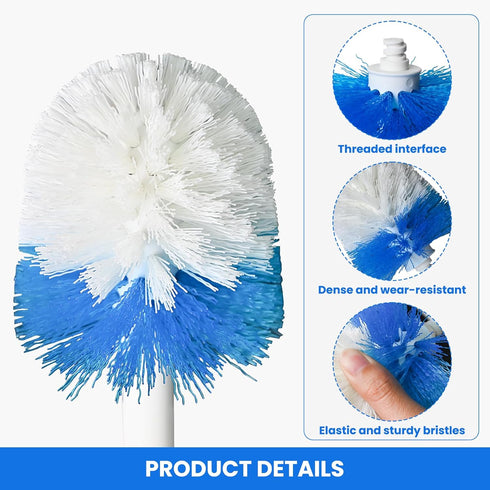 2 Pack Toilet Brush Refills for OXO Toilet Brush Only, Toilet Brush Replacement Head, Blue & White, Nylon & Plastic