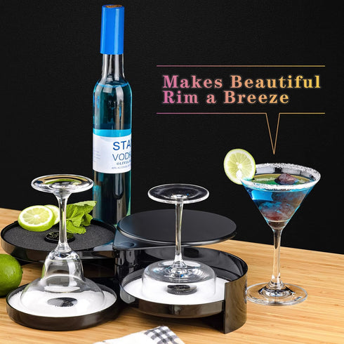 Margarita Salt Rimmer Set, Salt Rimmer with 2 Sponges, 3-Tier Glass Rimmer, Margarita Salt Rimmer Dish for Cocktails, Bar Salt and Sugar Rimmer for Drinks, Bar Accessories for Bloody Mary