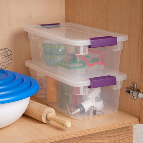 Sterilite 6 Qt ClearView Latch Box, Stackable Storage Bin with Latching Lid, 12-Pack