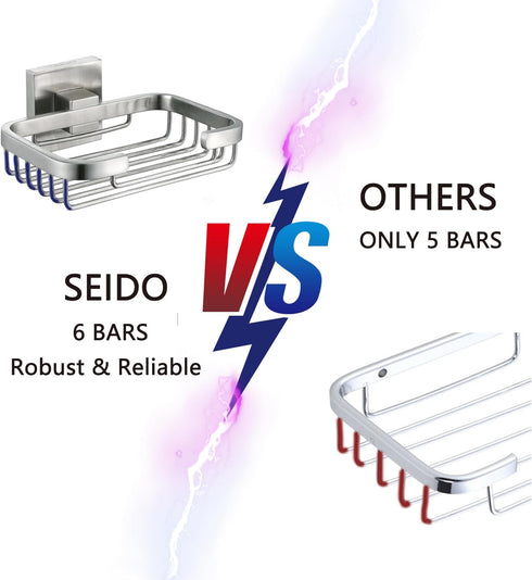SEIDO 304 4.8" 3.2" Soap Dish for Shower Wall, Stainless Steel Bar Soap Holder for Bathroom & Kitchen, Brushed Nickel