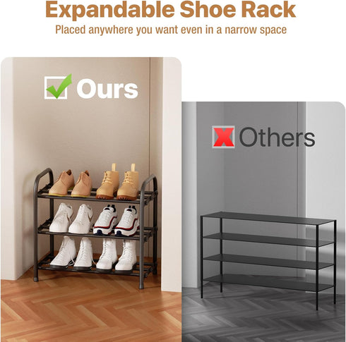 3-Tier Rack,17-31 Closet, Expandable Shoe Adjustable ShoeRack for Shoe Organizer,Suitable for Small Spaces,Small Front