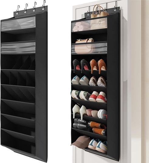 Mefirt 16-20 Pairs Over the Door Shoe Organizer, Clear Pockets Shoe Rack