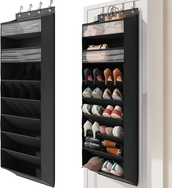 Mefirt 16-20 Pairs Over the Door Shoe Organizer, Clear Pockets Shoe Rack