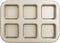 Beasea Brownie Pan, 6 Cavity Gold Nonstick Square Mini Brownie Muffin Cake Pan, Cheesecake Bakeware