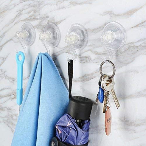 Clear Plastic Suction Cup Hook, oobest 6 Pack Ultra Heavy Duty Hooks, Strong Power Lock, Waterproof, Oil-Proof for