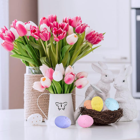 32 Winlyn Pcs Assorted Faux Foam Speckled Eggs - Decorative Pastel Eggs for DIY Easter Wreath, Centerpiece, Bowl