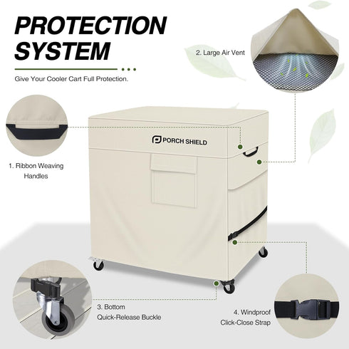 80-100 40"L 20"W 32"H) Porch Shield Waterproof Rolling Qt Cooler Cart Cover Fits Most Patio Ice Chest Party Cooler