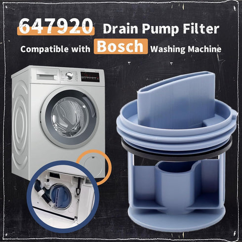 647920 Washer Drain Pump Filter Compatible with Bosch Washing Machine, 00605010 00647920 602008 AP5972227 PS11704964 Drain Pump Coin Trap Fluff Filter Replacement for Thermador Gaggenau