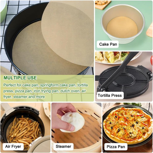 BOYAN 12 Inch Parchment Paper Rounds, Set of 220 Non Stick Baking Paper for Pizza Maker, Cake Pan