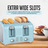 OVENTE 4-Slice Toaster with Extra Wide Slots, 6-Shade Browning Setting, 1400W Countertop Toaster, Light Blue TS4410LBL
