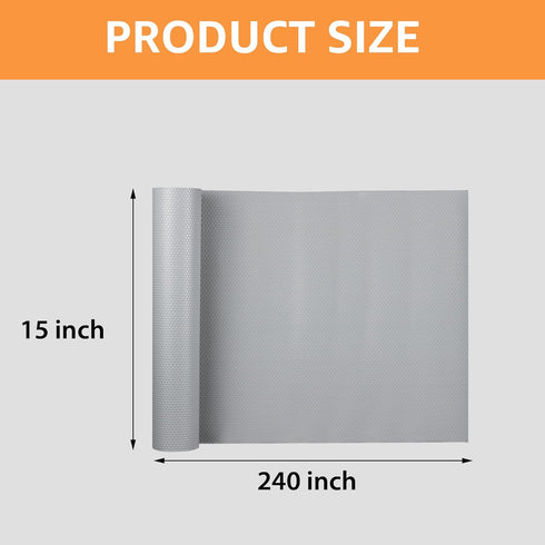 Shelf Liner, 15 X 240 Inch Light Gray, Waterproof Pantry Cabinets Liners, Easy to Cut Drawer Mat