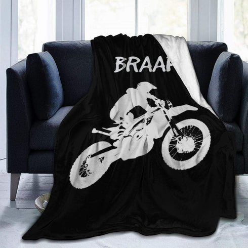 Dirt Bike - Motocross Fleece Blanket Throw - Super Soft Cozy Lightweight Blanket for Living Room/Bedroom