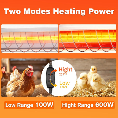 VORIGY 600W 1 Pack Heat Lamp for Chickens, Large Chicken Coop Heater, Adjustable Temp and Height, No Assembly Brooder