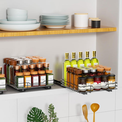 RCHYFEED Pull Out Spice Rack Organizer - Heavy Duty Slide Out Spice Organization for Kitchen and Pantry Cabinets