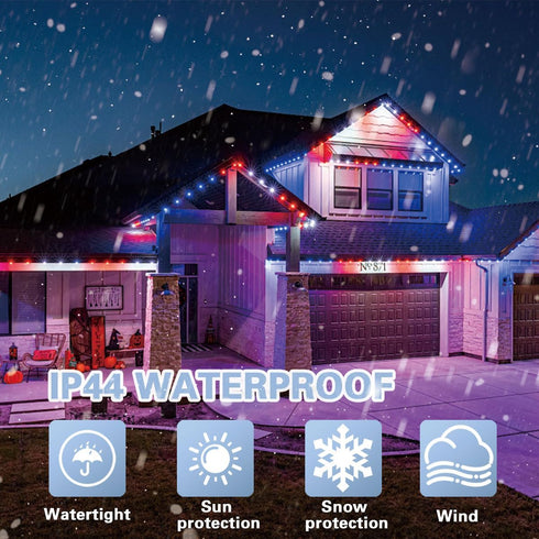 33ft 100 4th 16 LAMPHOME Red White Blue String Lights, LED of July Patriotic Fairy Lights Plug in, Lighting Modes