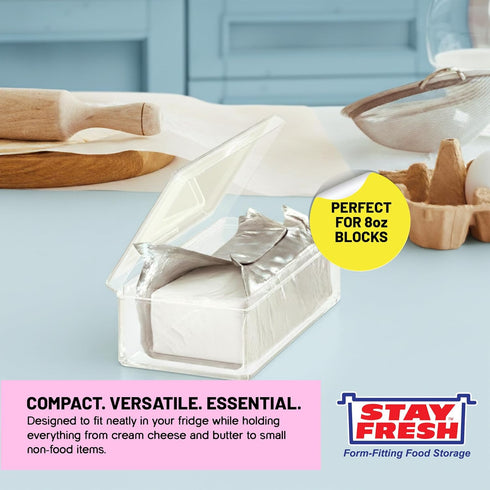 Counter, Stay Fresh Cream Cheese Container For Fridge Clear Plastic for Cream Cheese, Dishwasher Safe, BPA Free Cheese