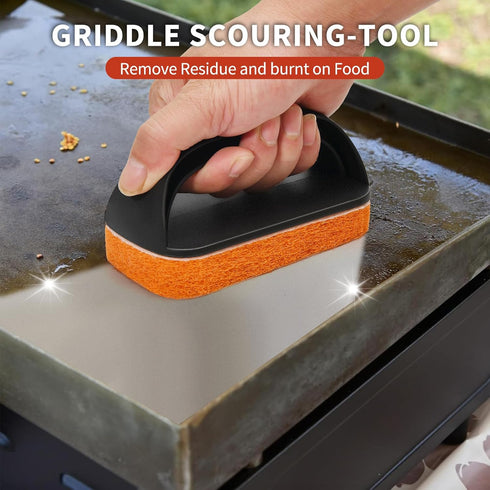 HOBITSTARX (8PCS Griddle Cleaning Kit for Blackstone Grill Stone, Non-Scratch Scouring Pads, Heavy-Duty Scraper