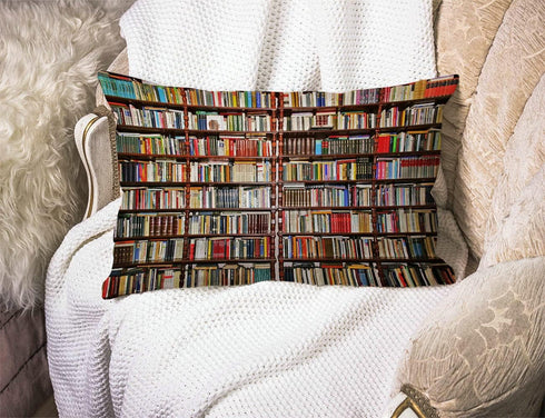 Solekla 12" 20" Library Bookshelf Farmhouse Pillow Covers x Lumbar Pillow Covers Home Decorative Cotton Linen Cushion
