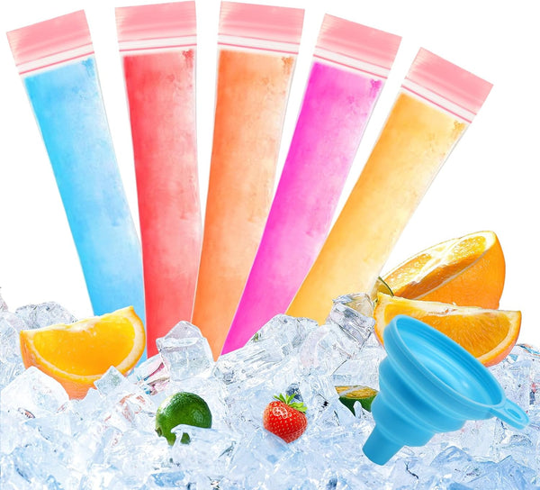Amintiri 150 Disposable Ice Popsicle Mold Bags, BPA-Free Freezer Tube, Popsicle Mold bags