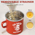 15OZ PGYARD Mini Bacon Grease Saver With Strainer - Enamel Grease Container, Farmhouse Bacon Grease Keeper For Kitchen