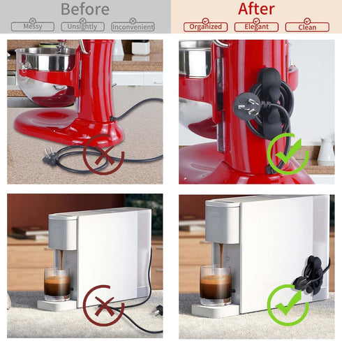 Cord Organizer for Appliances, 6 Pcs Cord Wrappers with Super Sticky Adhesive for Kitchen Appliances
