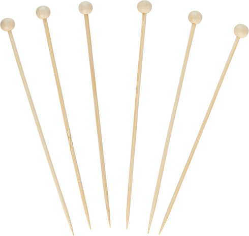 Plasticpro Cocktail Picks Bamboo Toothpicks with Ball End - 6 inches Pack of 200 for Appetizers and Desserts