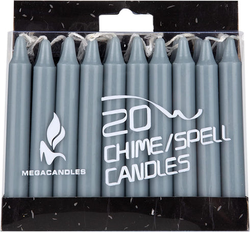 Mega Candles 20 pcs Unscented Gray Mini Taper Spell Candles - 4 Inch Tall x 1/2 Inch Diameter