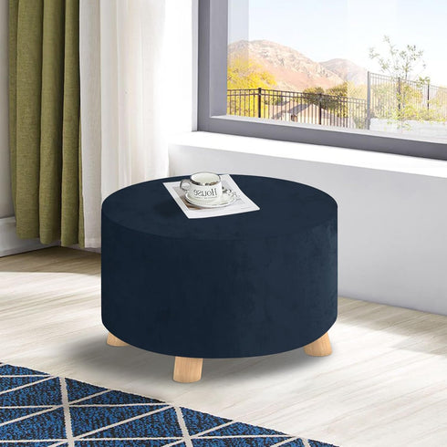 MAXIJIN Velvet Ottoman Cover - Round Slipcover Washable Foot Stool Cover Thick Storage Footrest Protector with Elastic