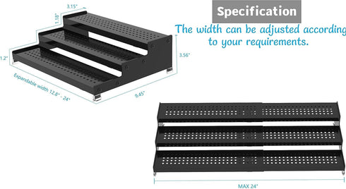 3 Countertop hole(1PACK/BLACK) Jojocross Metal Spice Rack Organizer for Cabinet, Tier Expandable Spice Storage shelf