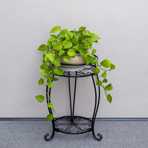 2 FaithLand Plant Stand, Heavy Duty Metal Planter Holder Indoor Outdoor, Tier Round Potted Supports Rack, Corner