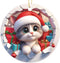 3D Cute Cat in Santa Hat Christmas Ornament - Fun 2023 Xmas Tree Decoration - 3" Round PVC Ornament Printed in USA