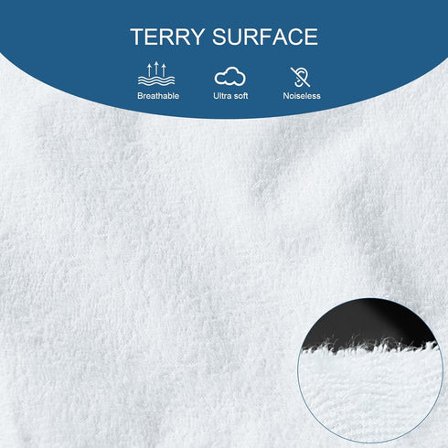 Twin Mattress Protector, Waterproof Soft & Breathable Terry, Noiseless Fitted Cover for Kids Bed, Up to 14" Twin Size