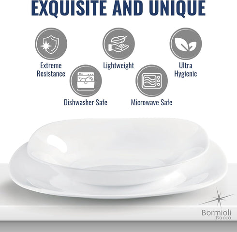 Bormioli Rocco Parma Set of 6 Appetizer, Salad, Dessert Plates, 7.75 Inch, White, Dishwasher Safe