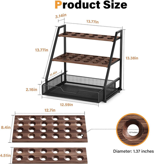 Wolera 3-Tier Countertop 36+90 Countertop 150+ Wooden Fresh Egg Holder With Basket for Eggs, Storage for with Carry