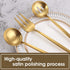 Matte Gold 5-Piece Serving Silverware Set, Round Shared Utensils Set of Stainless Steel, Hostess Flatware, Dishwasher