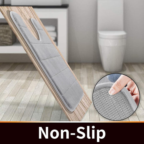 Yimobra Memory Foam Toilet Bath Mat - U-Shaped Commode Contour Rug, 24 X 20 Inches, Grey