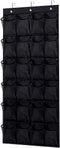 Over the Door Shoe Organizer - Black Mesh Organizer with 24 Pockets and Hooks for Space Saving Shoe Storage