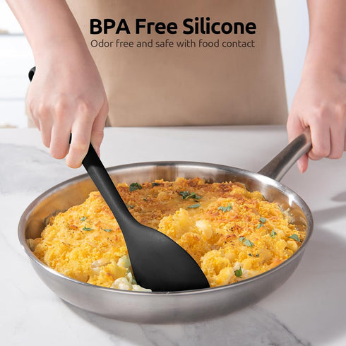 600 F Heat Resistant Silicone Spoon: U-Taste 13.3in Solid Kitchen Cooking Spoon for Mixing, Serving, Stirring