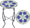 Arbuxzuy 12 Inch Small Outdoor Side Table with Blue Morning Glory, Glass