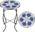 Arbuxzuy 12 Inch Small Outdoor Side Table with Blue Morning Glory, Glass
