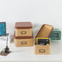 Soul & Lane Kraft Decorative Boxes - Set of 3, Cardboard with Light Leather Lids, Bronze Label Holders for Home Decor