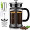 French Press Coffee Maker (34oz, 1 Quart, 5-6 Cup) with 4 Filters, Heat Resistant Borosilicate Glass, Cold Brew Gifts