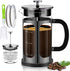 French Press Coffee Maker (34oz, 1 Quart, 5-6 Cup) with 4 Filters, Heat Resistant Borosilicate Glass, Cold Brew Gifts