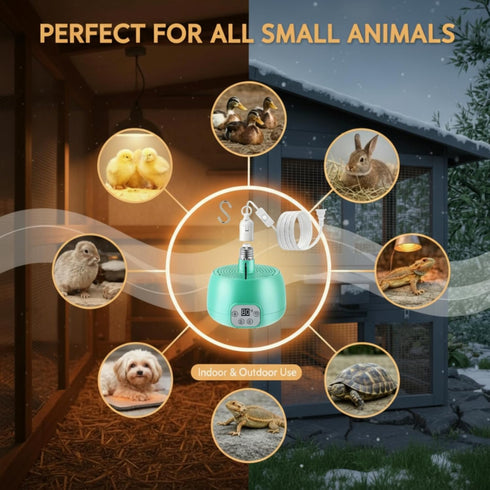 2 Sets 5 Enhon Chicken Coop Heater, Timing Heat Lamp for Chickens, Smart Temperature Control Chicken Brooder Heater