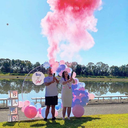 2PK Girl Gender Reval Powder Cannon Pink, DOUKEE Pink Powder Only Smoke Cannon Smoke Popper for Gender Reveal, Baby
