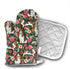 Basset Hound Florals Oven Mitts and Pot Holders, Heat Resistant Kitchen Bake Gloves, Soft Cotton Lining, 2 Pieces