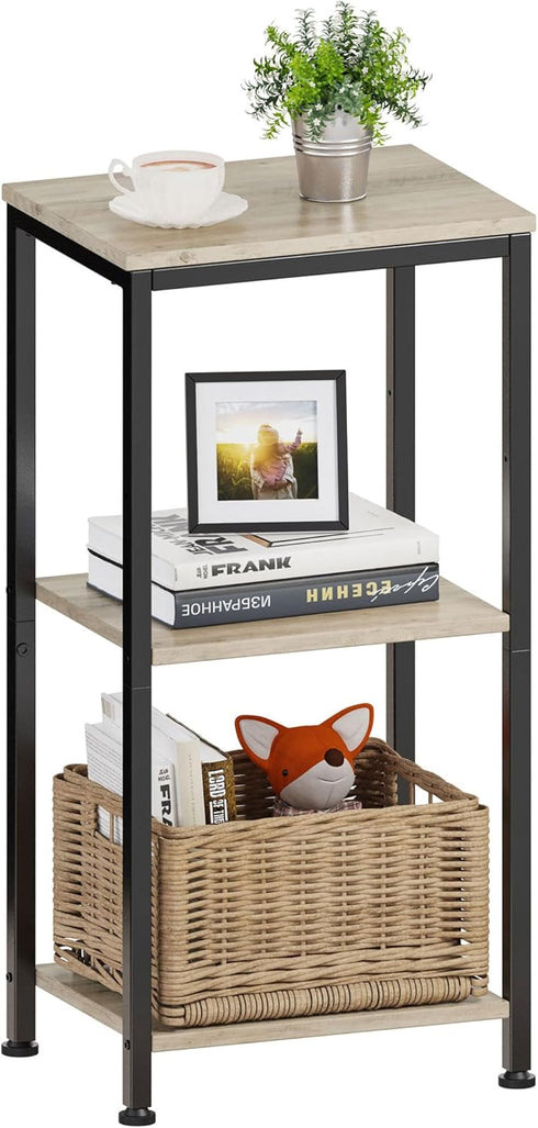 3 -Tier End Table, Tall Nightstand for Small Spaces, Tall Side Table