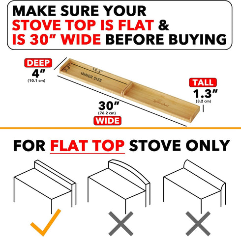 SpaceAid 30" Wide Kitchen Shelf Organizer for Stove, Magnetic Bamboo Spices Shelf for Home Stove Kitchen Storage Organization (Fit for Flat Top Only, Gray) by SpaceAid
