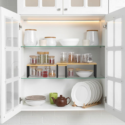 Set 2, Counter NEX Cabinet Shelf Organizer of Kitchen Shelves Spice Rack, Stackable, Expandable, Kitchen Pantry